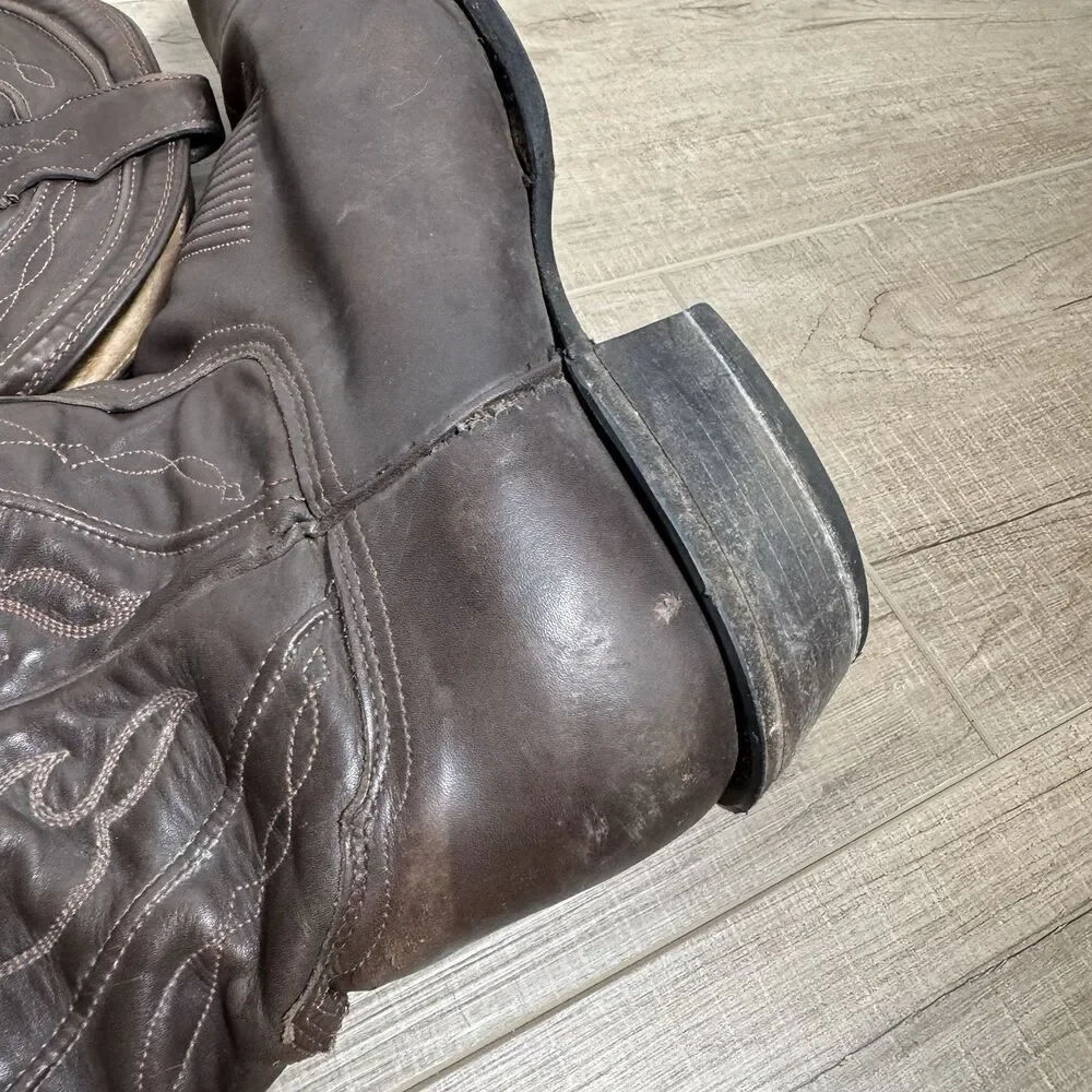 Tony Lama Men's 11 D Brown Leather Western Cowboy Boots Handcrafted Made in USA